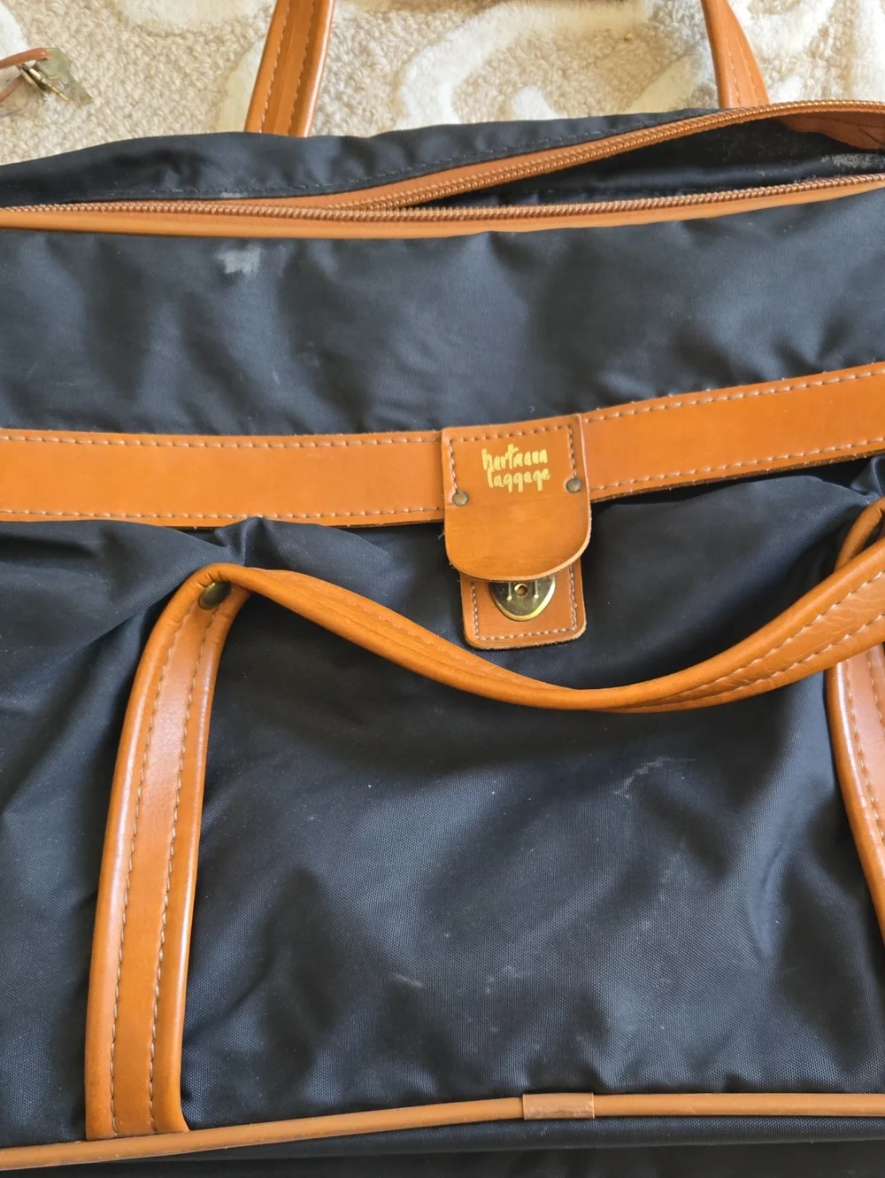 Hartmann Luggage Black Nylon Weekender Bag.